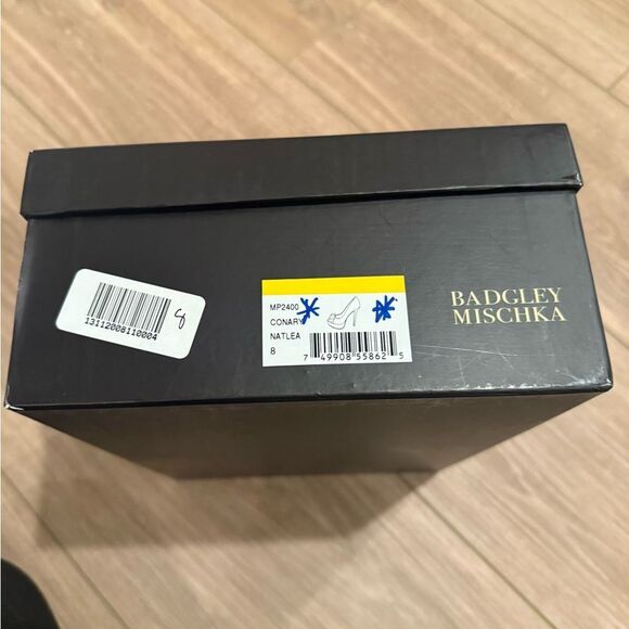 Badgley Mischka Conary Tan Peep-Toe Pump Heels with Bow Detail - Picture 8 of 8